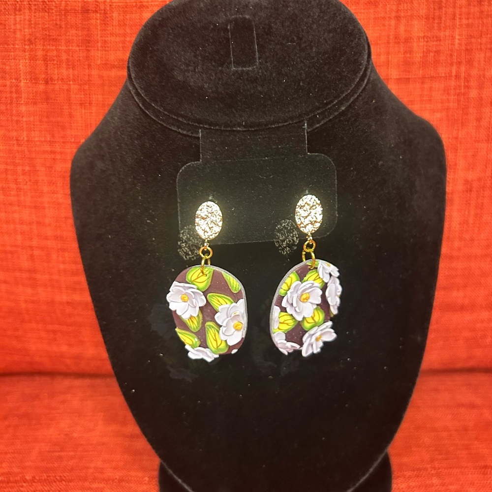 Floral Drop Earrings with Gold Accents